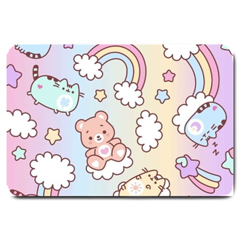 Pusheen Carebears Bears Cat Colorful Cute Pastel Pattern Large Doormat from ArtsNow.com 30 x20  Door Mat