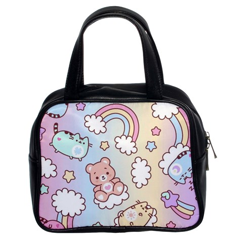 Pusheen Carebears Bears Cat Colorful Cute Pastel Pattern Classic Handbag (Two Sides) from ArtsNow.com Front