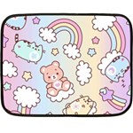 Pusheen Carebears Bears Cat Colorful Cute Pastel Pattern One Side Fleece Blanket (Mini)