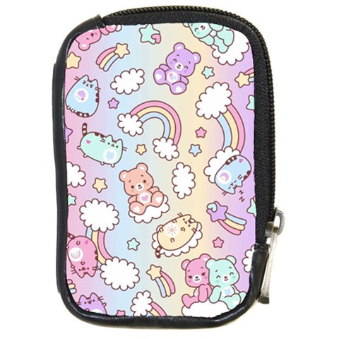 Pusheen Carebears Bears Cat Colorful Cute Pastel Pattern Compact Camera Leather Case from ArtsNow.com Front