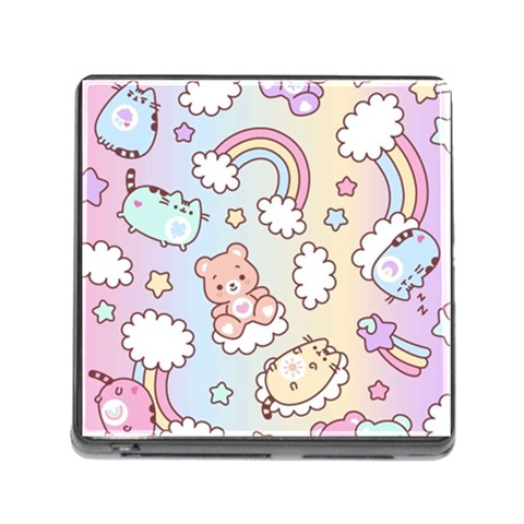 Pusheen Carebears Bears Cat Colorful Cute Pastel Pattern Memory Card Reader (Square 5 Slot) from ArtsNow.com Front