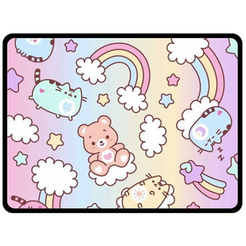 Pusheen Carebears Bears Cat Colorful Cute Pastel Pattern One Side Fleece Blanket (Large) from ArtsNow.com 80 x60  Blanket Front