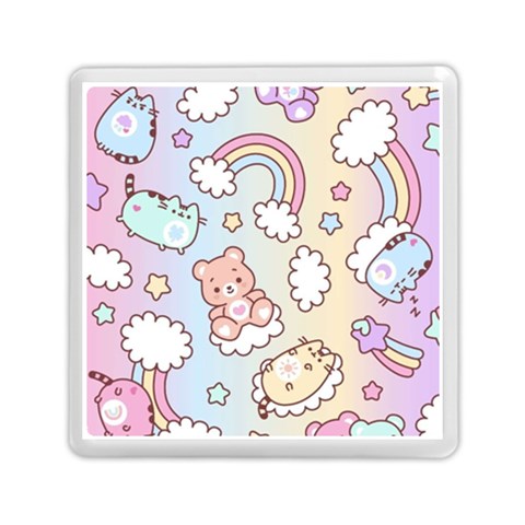 Pusheen Carebears Bears Cat Colorful Cute Pastel Pattern Memory Card Reader (Square) from ArtsNow.com Front