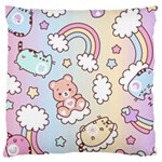 Pusheen Carebears Bears Cat Colorful Cute Pastel Pattern Large Cushion Case (One Side)