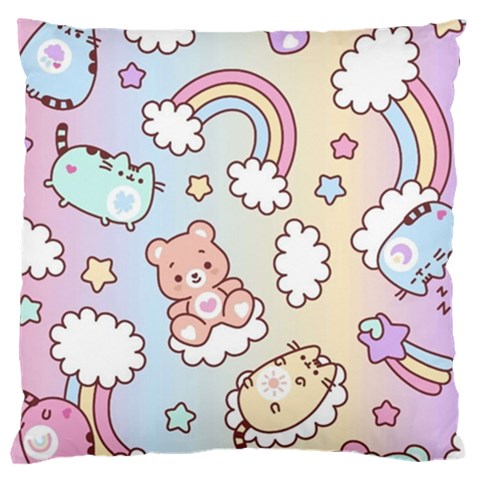 Pusheen Carebears Bears Cat Colorful Cute Pastel Pattern Large Cushion Case (Two Sides) from ArtsNow.com Front