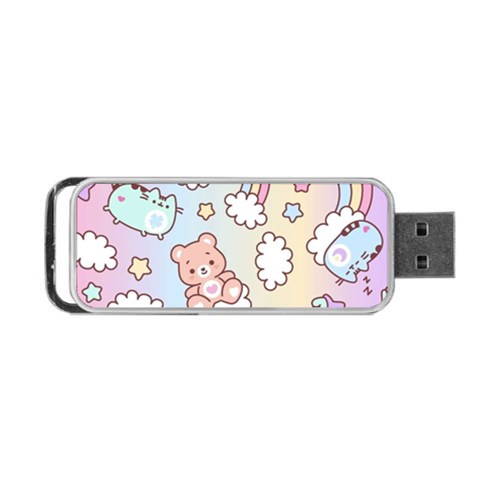 Pusheen Carebears Bears Cat Colorful Cute Pastel Pattern Portable USB Flash (One Side) from ArtsNow.com Front