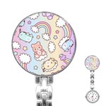 Pusheen Carebears Bears Cat Colorful Cute Pastel Pattern Stainless Steel Nurses Watch