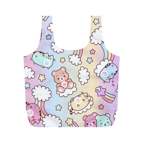 Pusheen Carebears Bears Cat Colorful Cute Pastel Pattern Full Print Recycle Bag (M) from ArtsNow.com Front