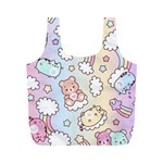 Pusheen Carebears Bears Cat Colorful Cute Pastel Pattern Full Print Recycle Bag (M)