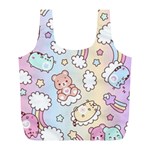 Pusheen Carebears Bears Cat Colorful Cute Pastel Pattern Full Print Recycle Bag (L)