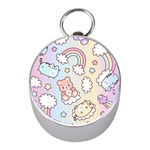 Pusheen Carebears Bears Cat Colorful Cute Pastel Pattern Mini Silver Compasses