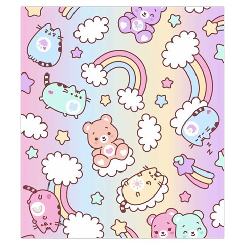 Pusheen Carebears Bears Cat Colorful Cute Pastel Pattern Drawstring Pouch (Small) from ArtsNow.com Back