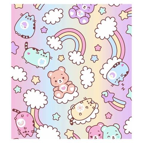 Pusheen Carebears Bears Cat Colorful Cute Pastel Pattern Drawstring Pouch (Medium) from ArtsNow.com Back