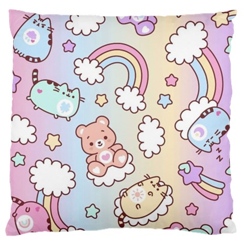 Pusheen Carebears Bears Cat Colorful Cute Pastel Pattern Standard Premium Plush Fleece Cushion Case (One Side) from ArtsNow.com Front
