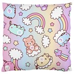 Pusheen Carebears Bears Cat Colorful Cute Pastel Pattern Large Premium Plush Fleece Cushion Case (One Side)