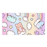 Pusheen Carebears Bears Cat Colorful Cute Pastel Pattern Satin Shawl 45  x 80 