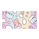 Pusheen Carebears Bears Cat Colorful Cute Pastel Pattern Satin Wrap 35  x 70 