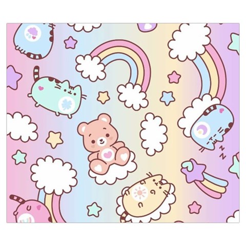Pusheen Carebears Bears Cat Colorful Cute Pastel Pattern Zipper Large Tote Bag from ArtsNow.com Front
