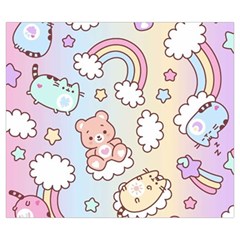 Pusheen Carebears Bears Cat Colorful Cute Pastel Pattern Zipper Large Tote Bag from ArtsNow.com Back