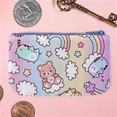 Pusheen Carebears Bears Cat Colorful Cute Pastel Pattern Large Coin Purse from ArtsNow.com Back