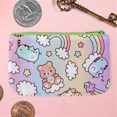 Pusheen Carebears Bears Cat Colorful Cute Pastel Pattern Large Coin Purse from ArtsNow.com Back
