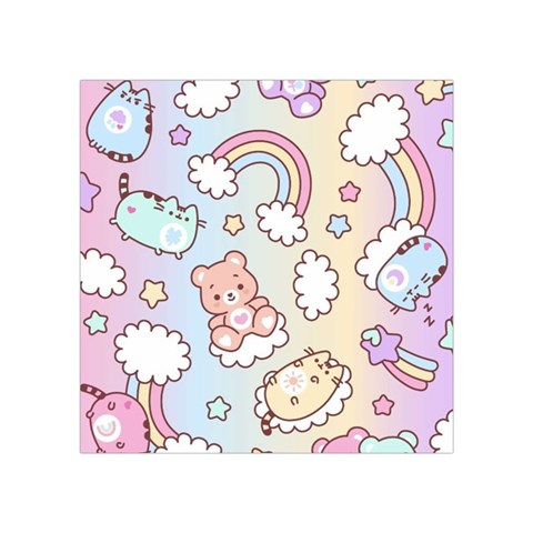 Pusheen Carebears Bears Cat Colorful Cute Pastel Pattern Square Tapestry (Small) from ArtsNow.com Front