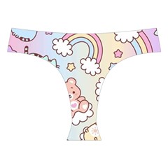 Pusheen Carebears Bears Cat Colorful Cute Pastel Pattern Cross Back Hipster Bikini Set from ArtsNow.com Front Under