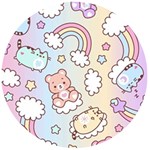 Pusheen Carebears Bears Cat Colorful Cute Pastel Pattern Wooden Bottle Opener (Round)