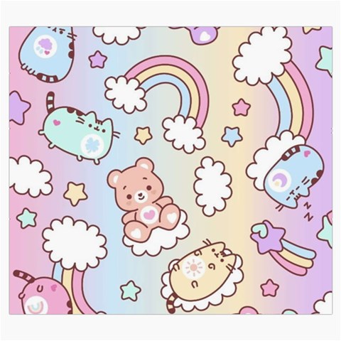 Pusheen Carebears Bears Cat Colorful Cute Pastel Pattern Roll Up Canvas Pencil Holder (S) from ArtsNow.com Front