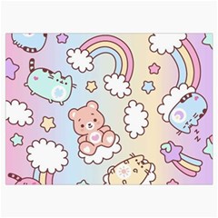 Pusheen Carebears Bears Cat Colorful Cute Pastel Pattern Roll Up Canvas Pencil Holder (M) from ArtsNow.com Front