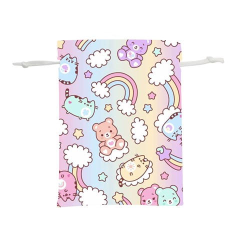 Pusheen Carebears Bears Cat Colorful Cute Pastel Pattern Lightweight Drawstring Pouch (M) from ArtsNow.com Back