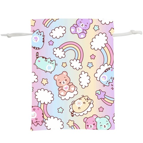 Pusheen Carebears Bears Cat Colorful Cute Pastel Pattern Lightweight Drawstring Pouch (XL) from ArtsNow.com Front