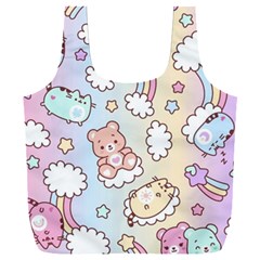 Pusheen Carebears Bears Cat Colorful Cute Pastel Pattern Full Print Recycle Bag (XXL) from ArtsNow.com Back