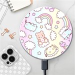 Pusheen Carebears Bears Cat Colorful Cute Pastel Pattern Wireless Fast Charger(White)