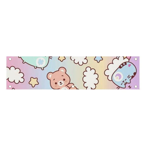 Pusheen Carebears Bears Cat Colorful Cute Pastel Pattern Banner and Sign 4  x 1  from ArtsNow.com Front