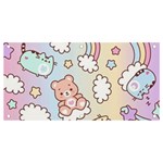 Pusheen Carebears Bears Cat Colorful Cute Pastel Pattern Banner and Sign 4  x 2 