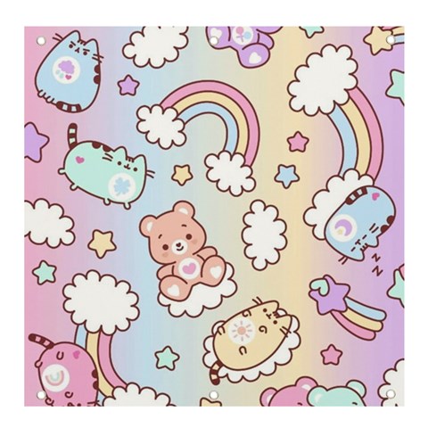 Pusheen Carebears Bears Cat Colorful Cute Pastel Pattern Banner and Sign 4  x 4  from ArtsNow.com Front