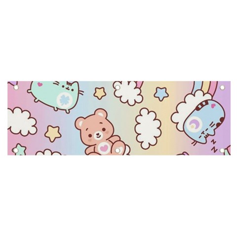 Pusheen Carebears Bears Cat Colorful Cute Pastel Pattern Banner and Sign 6  x 2  from ArtsNow.com Front