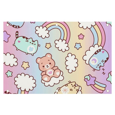 Pusheen Carebears Bears Cat Colorful Cute Pastel Pattern Banner and Sign 6  x 4  from ArtsNow.com Front