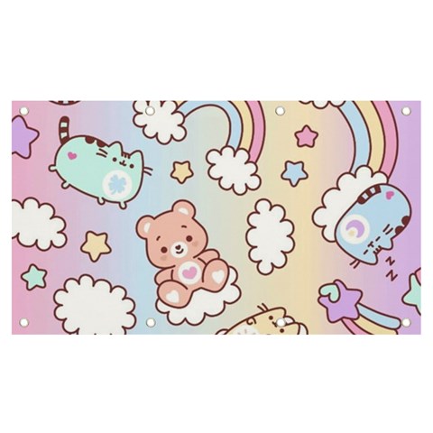 Pusheen Carebears Bears Cat Colorful Cute Pastel Pattern Banner and Sign 7  x 4  from ArtsNow.com Front