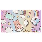 Pusheen Carebears Bears Cat Colorful Cute Pastel Pattern Banner and Sign 7  x 4 