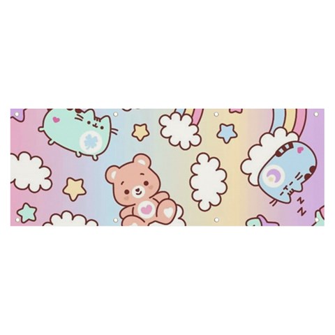 Pusheen Carebears Bears Cat Colorful Cute Pastel Pattern Banner and Sign 8  x 3  from ArtsNow.com Front