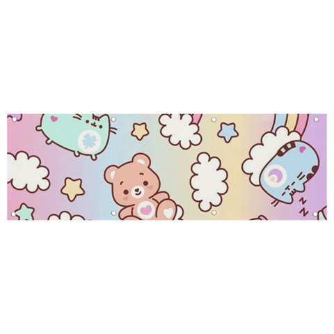 Pusheen Carebears Bears Cat Colorful Cute Pastel Pattern Banner and Sign 9  x 3  from ArtsNow.com Front