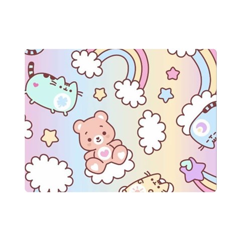 Pusheen Carebears Bears Cat Colorful Cute Pastel Pattern One Side Premium Plush Fleece Blanket (Mini) from ArtsNow.com 35 x27  Blanket Front