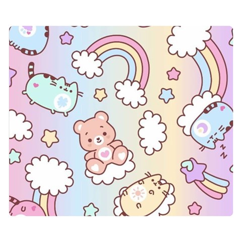 Pusheen Carebears Bears Cat Colorful Cute Pastel Pattern One Side Premium Plush Fleece Blanket (Small) from ArtsNow.com 50 x40  Blanket Front