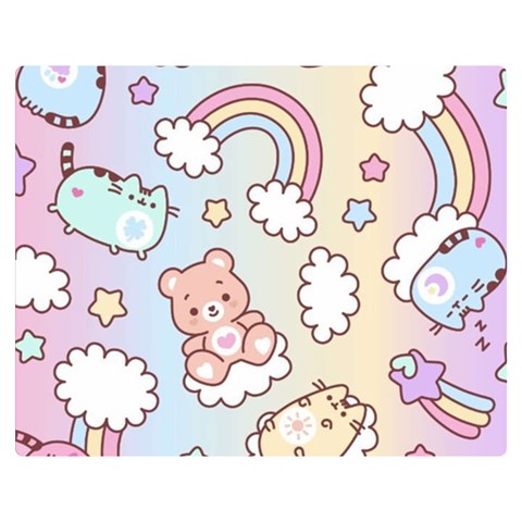 Pusheen Carebears Bears Cat Colorful Cute Pastel Pattern One Side Premium Plush Fleece Blanket (Medium) from ArtsNow.com 60 x50  Blanket Front