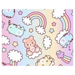 Pusheen Carebears Bears Cat Colorful Cute Pastel Pattern One Side Premium Plush Fleece Blanket (Medium)