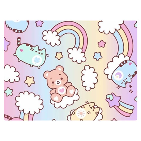 Pusheen Carebears Bears Cat Colorful Cute Pastel Pattern One Side Premium Plush Fleece Blanket (Extra Small) from ArtsNow.com 40 x30  Blanket Front