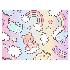Pusheen Carebears Bears Cat Colorful Cute Pastel Pattern Premium Plush Fleece Blanket (Extra Small) from ArtsNow.com 40 x30  Blanket Back