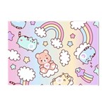 Pusheen Carebears Bears Cat Colorful Cute Pastel Pattern Crystal Sticker (A4)